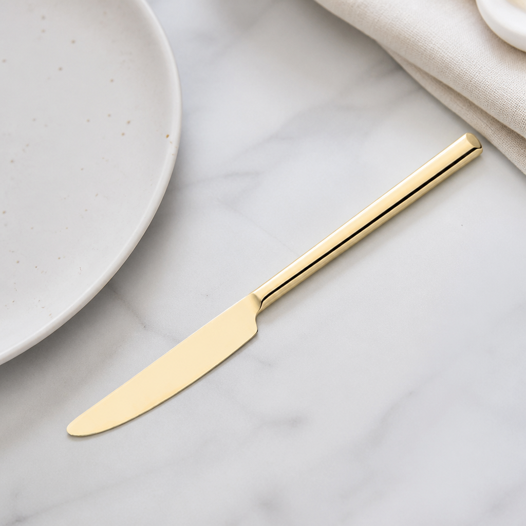 Commercial Gold Table Knives 12 Pack Elegant Stainless Steel