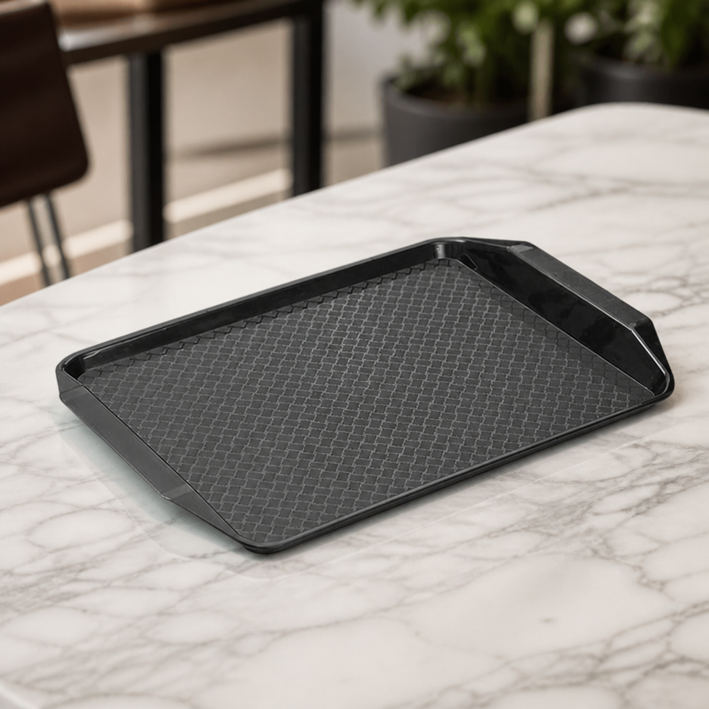 Commercial Plastic Tray 435x300mm Black Rectangular Handled