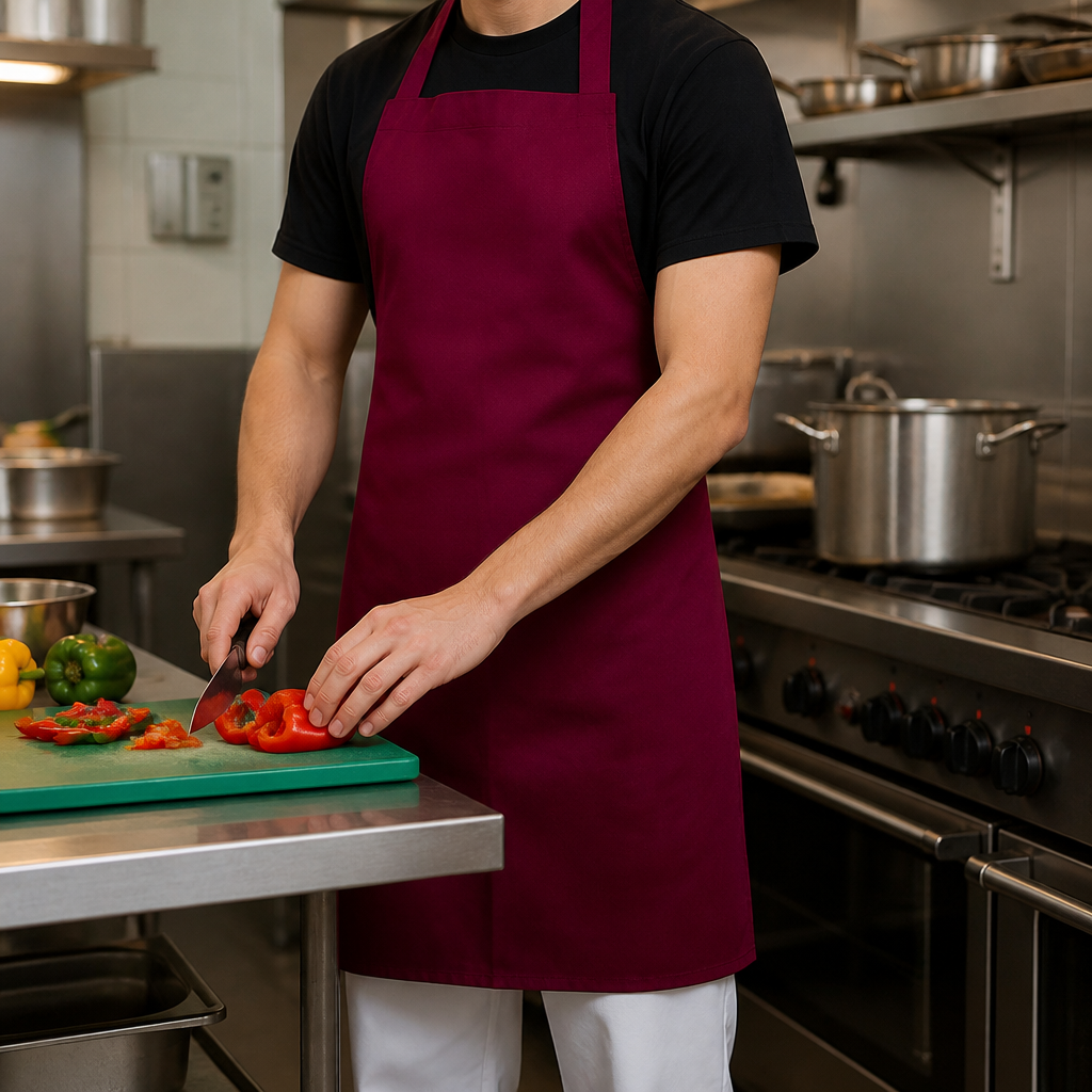 Commercial Staff Apron Burgundy One Size 710x960mm
