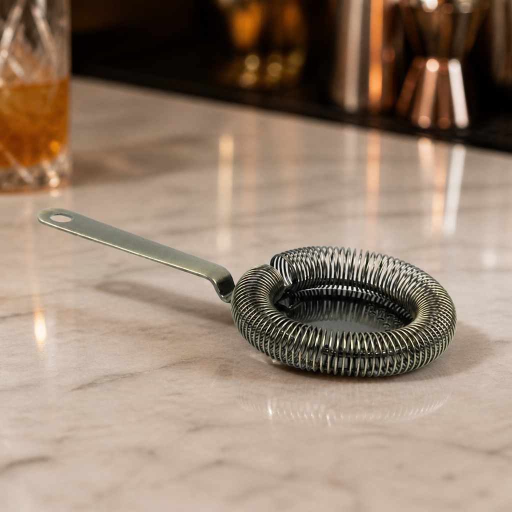 Commercial Cocktail Strainer Antique Brass Plated Durable Design