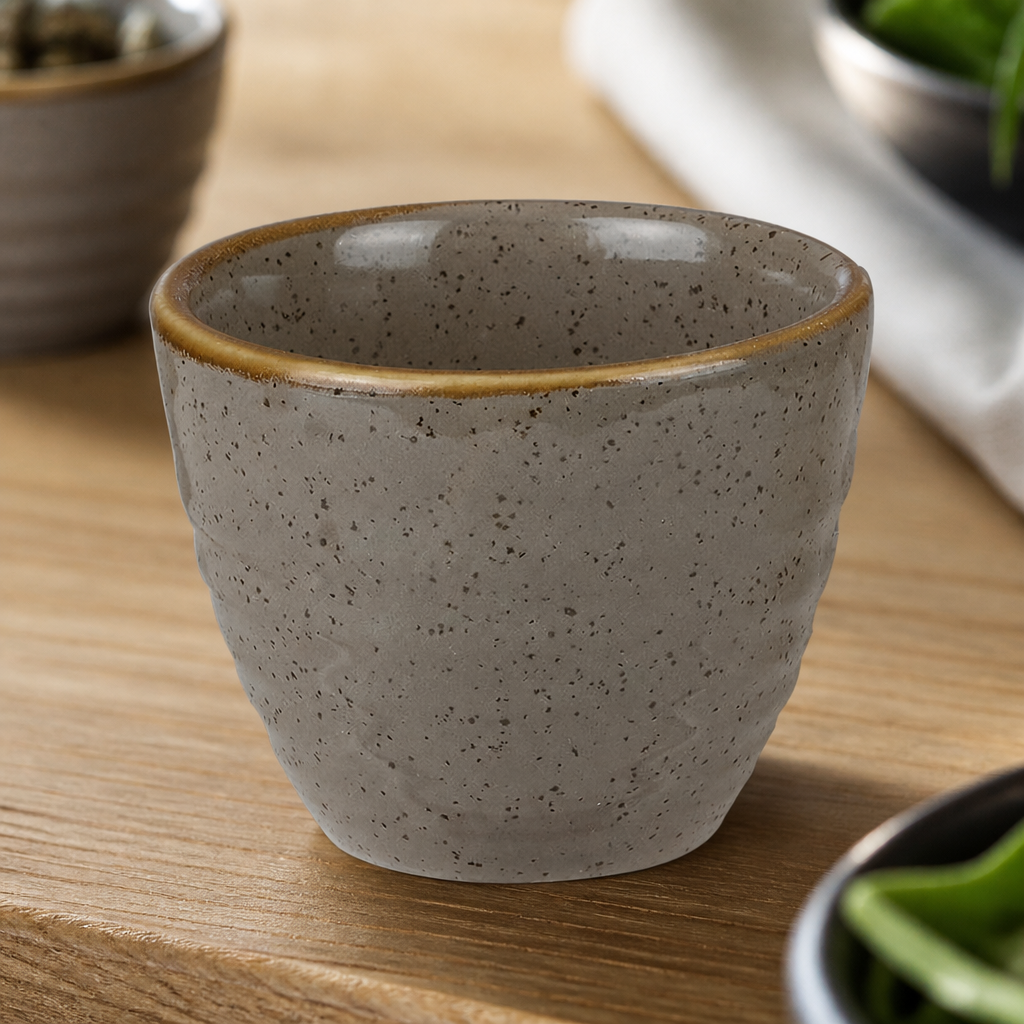 Commercial Dip Pots 57ml Grey Ripple Ceramic Set of 12