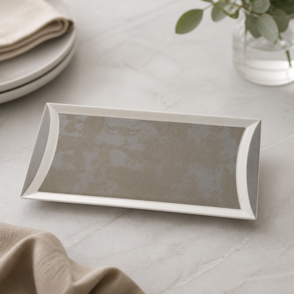 Crushed Velvet Grey Rectangle Catering Trays 320x160mm 6 Pack