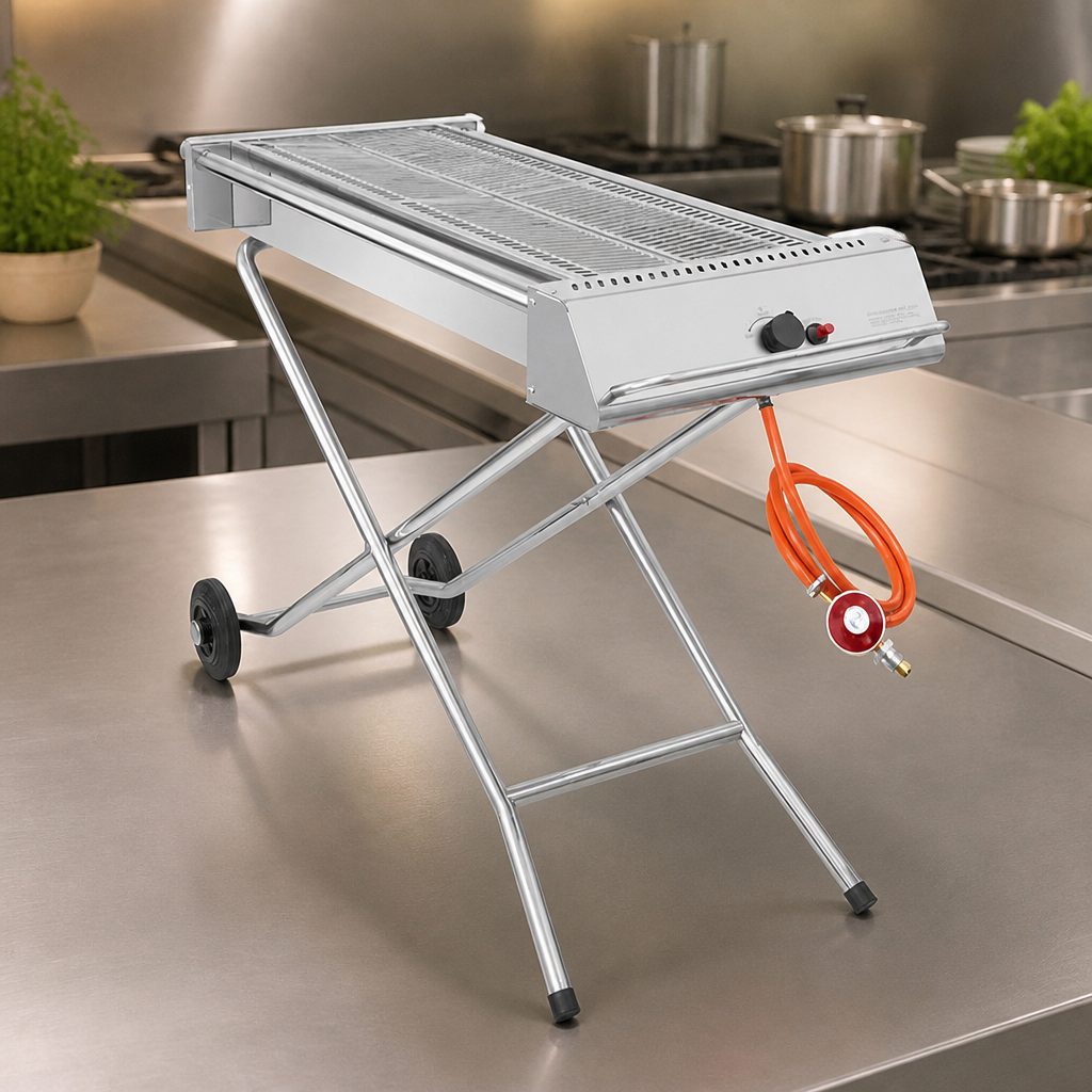 Commercial Folding Gas BBQ 6.5kW 865x310mm Cooking Area