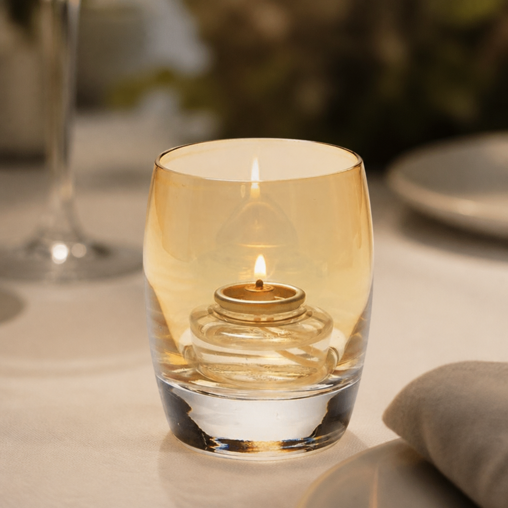 Commercial Gold Lustre Glass Votives 95mm for Tealights 12 Pack