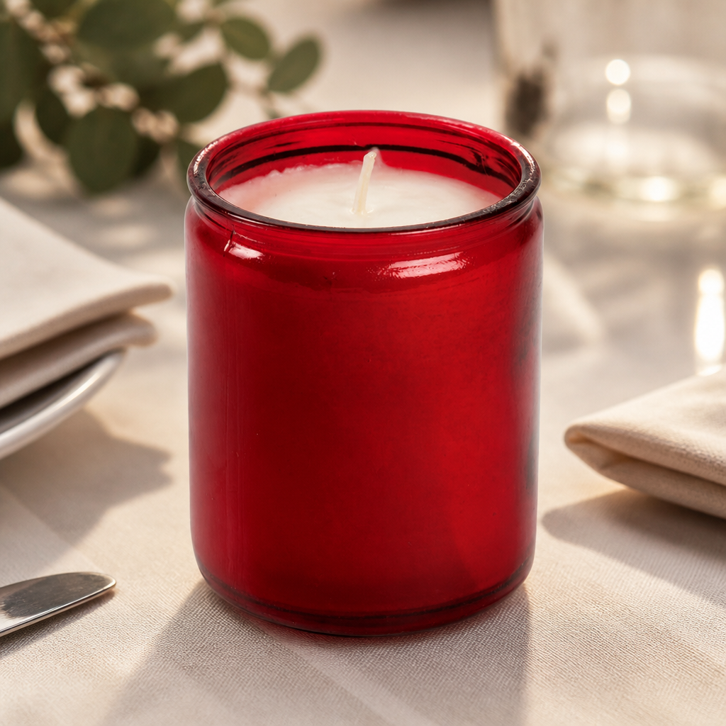 Commercial Table Candles in Clear Glass Jars - 8 Pack