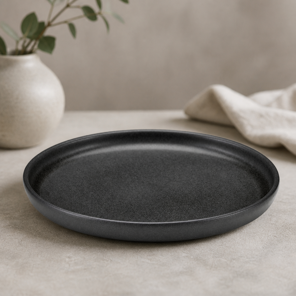 Commercial Walled Plates 220mm Black - 6 Pack Tableware