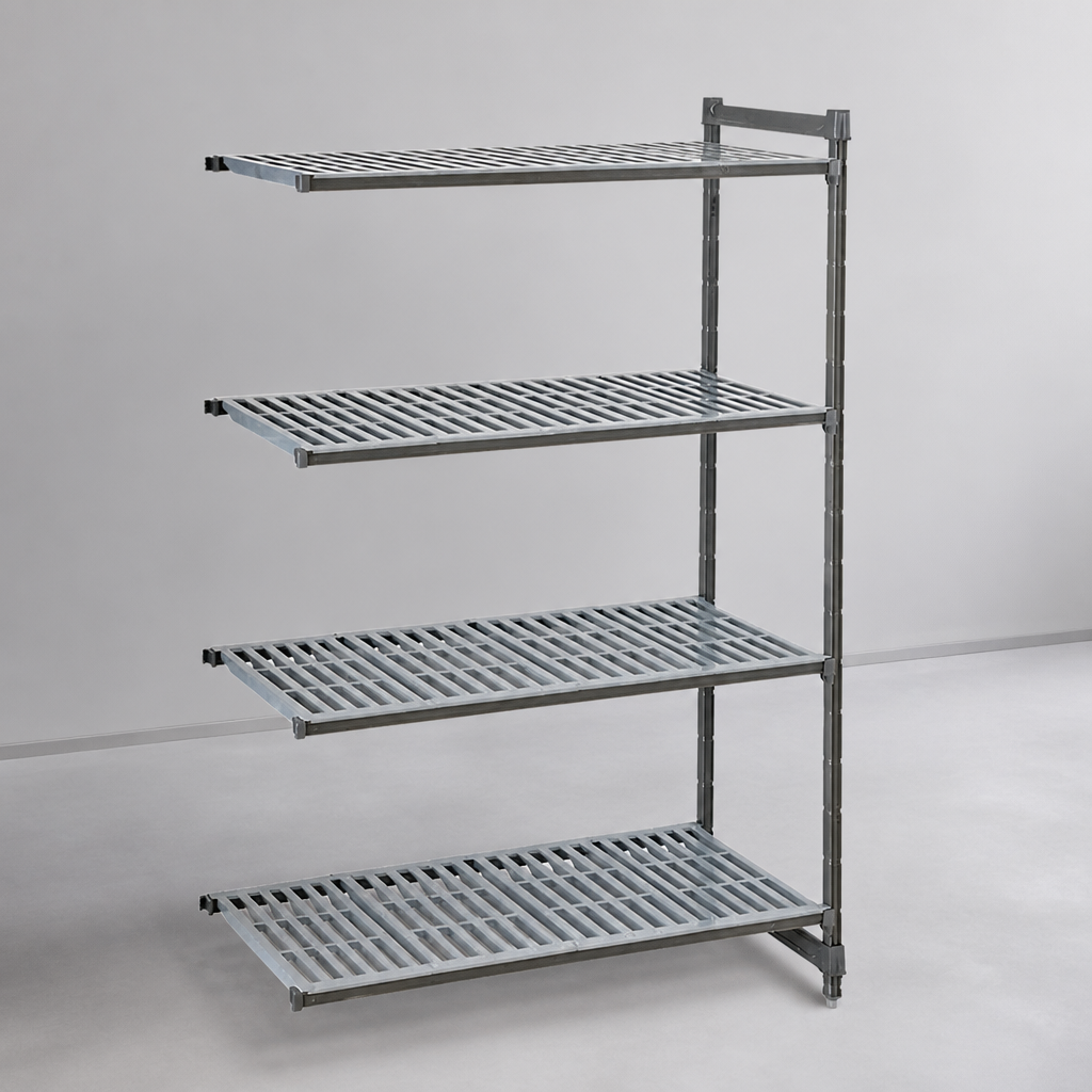 Commercial 4 Tier Add-On Shelving Unit With Vented Shelves