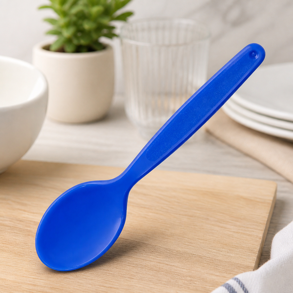 Commercial Polypropylene Spoons Blue 12 Pack Dishwasher Safe