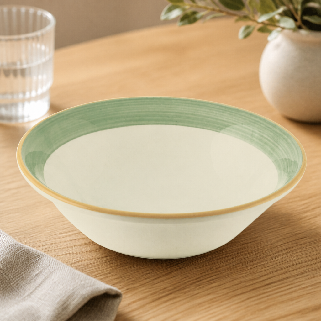 Commercial Green Soup Plates 215mm Porcelain 24 Pack