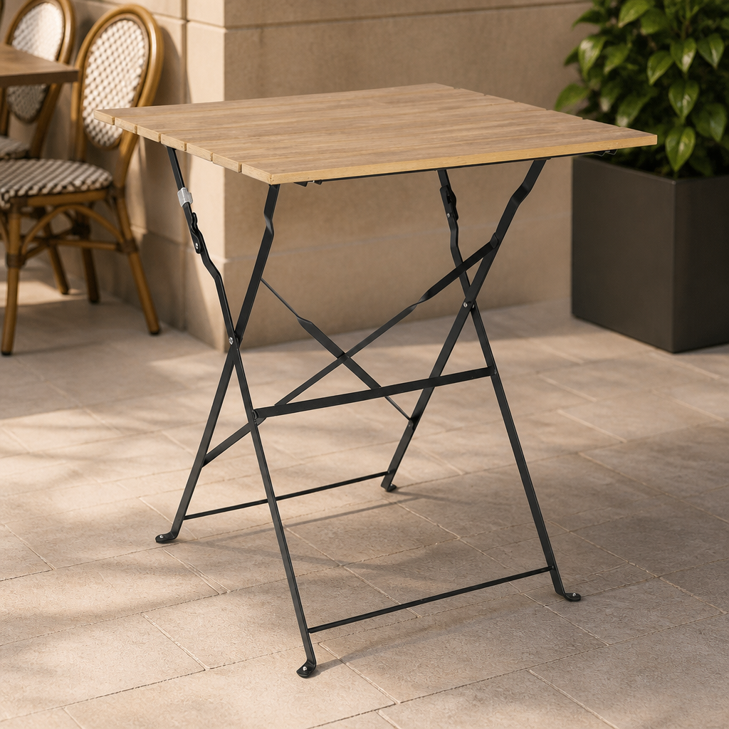 Commercial Outdoor Square Table Wood Effect 600x600mm