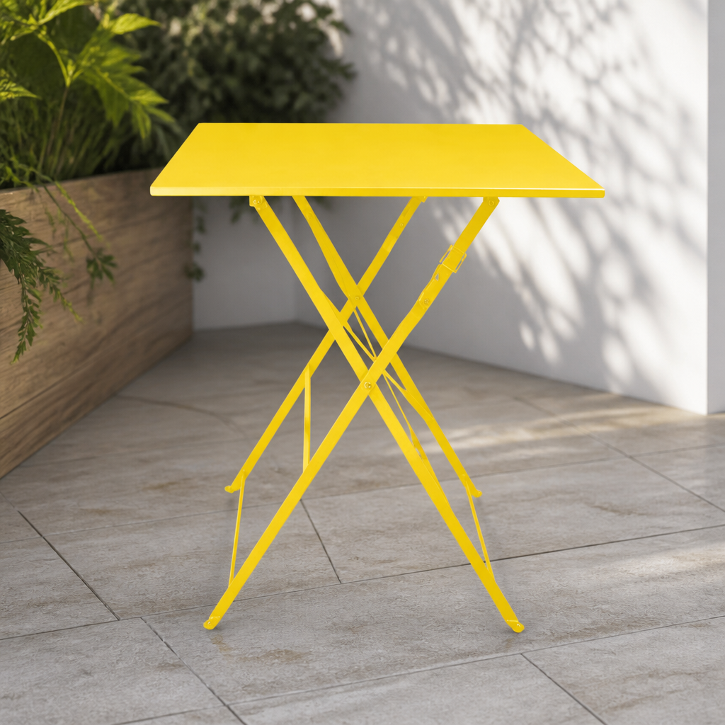 Commercial Folding Table Yellow 600x600mm Heavy Duty 125kg