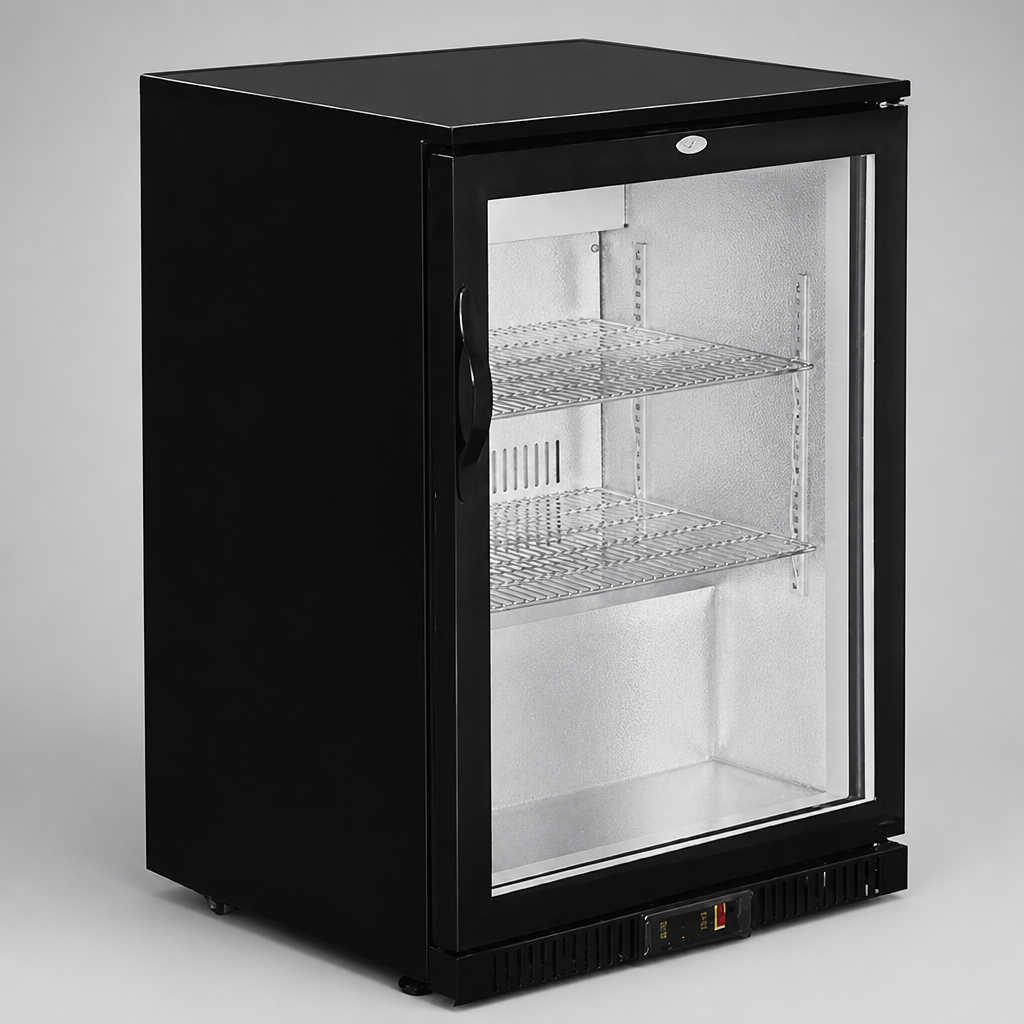 Commercial Back Bar Cooler 138L Capacity Hinged Door Black