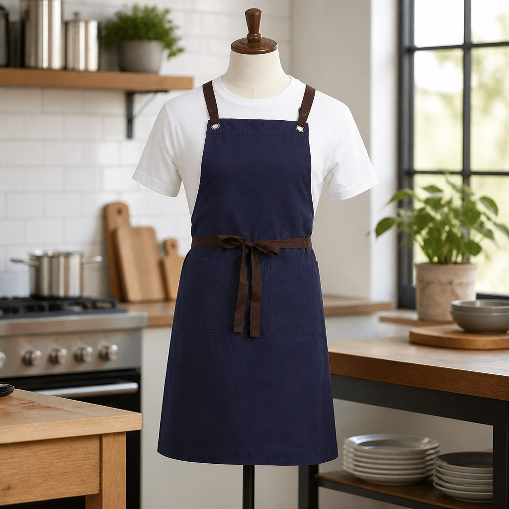 Cotton Canvas Bib Apron Navy Blue 780x910mm Commercial Use