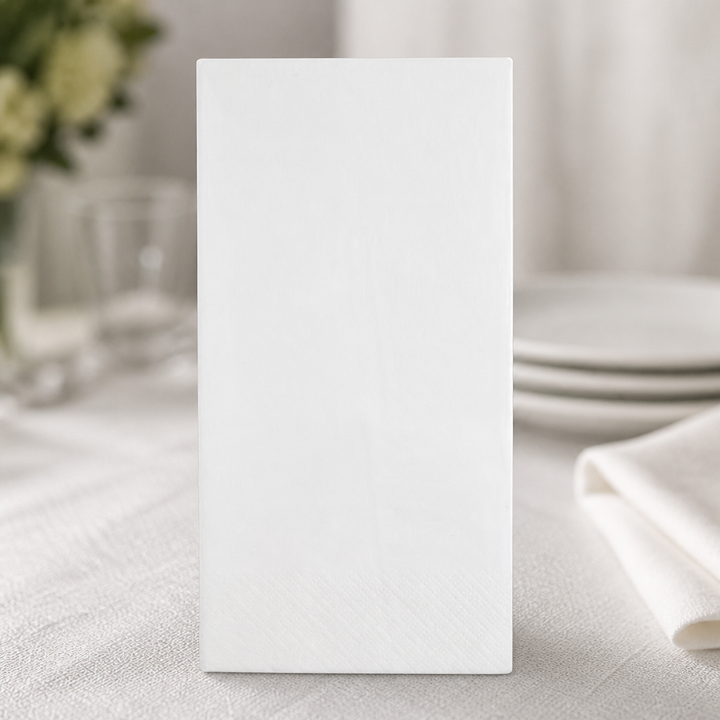 White Recyclable Dinner Napkins 40x40cm 3ply 1/8 Fold 1000