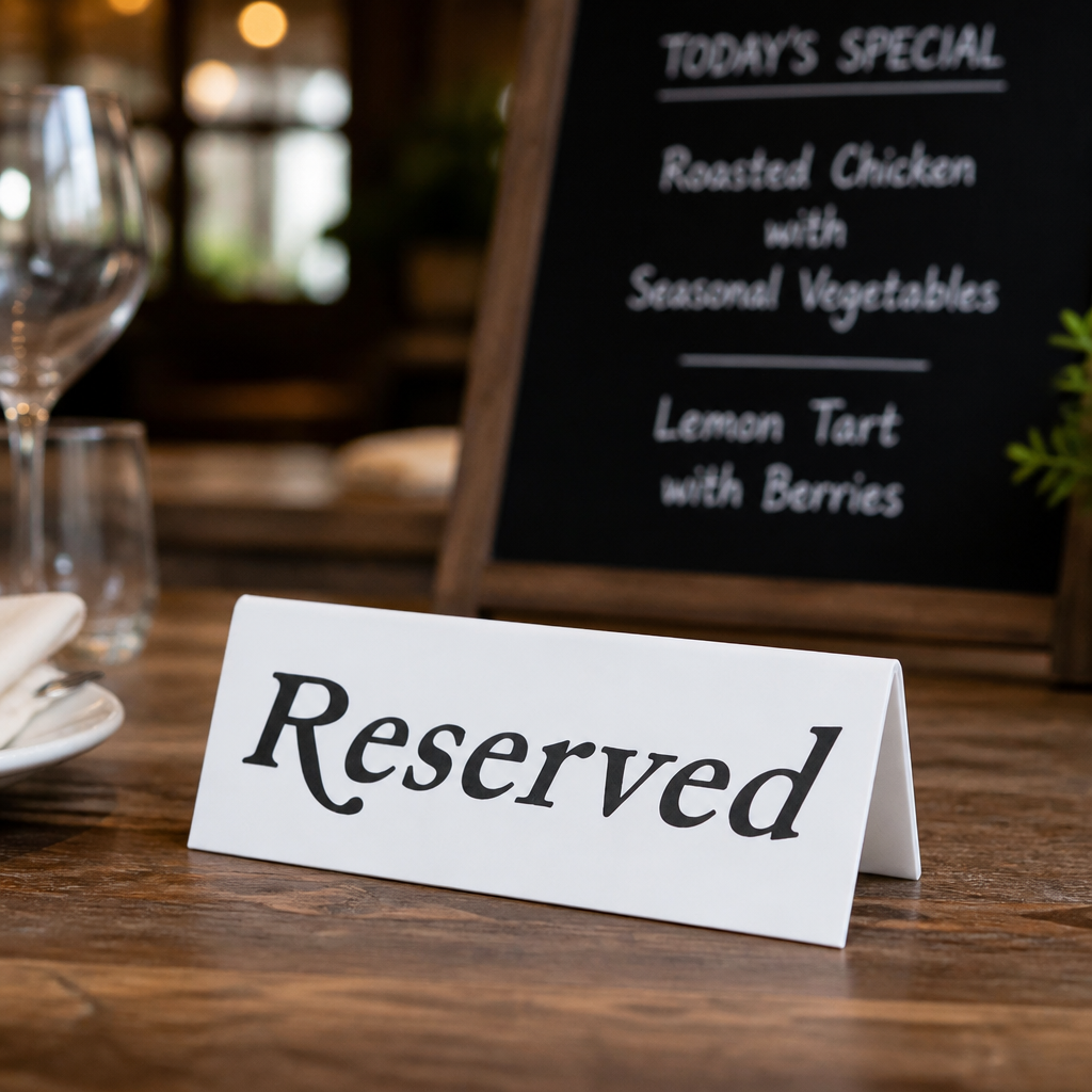 Commercial Table Reserve Signs - 10 Pack Double Sided