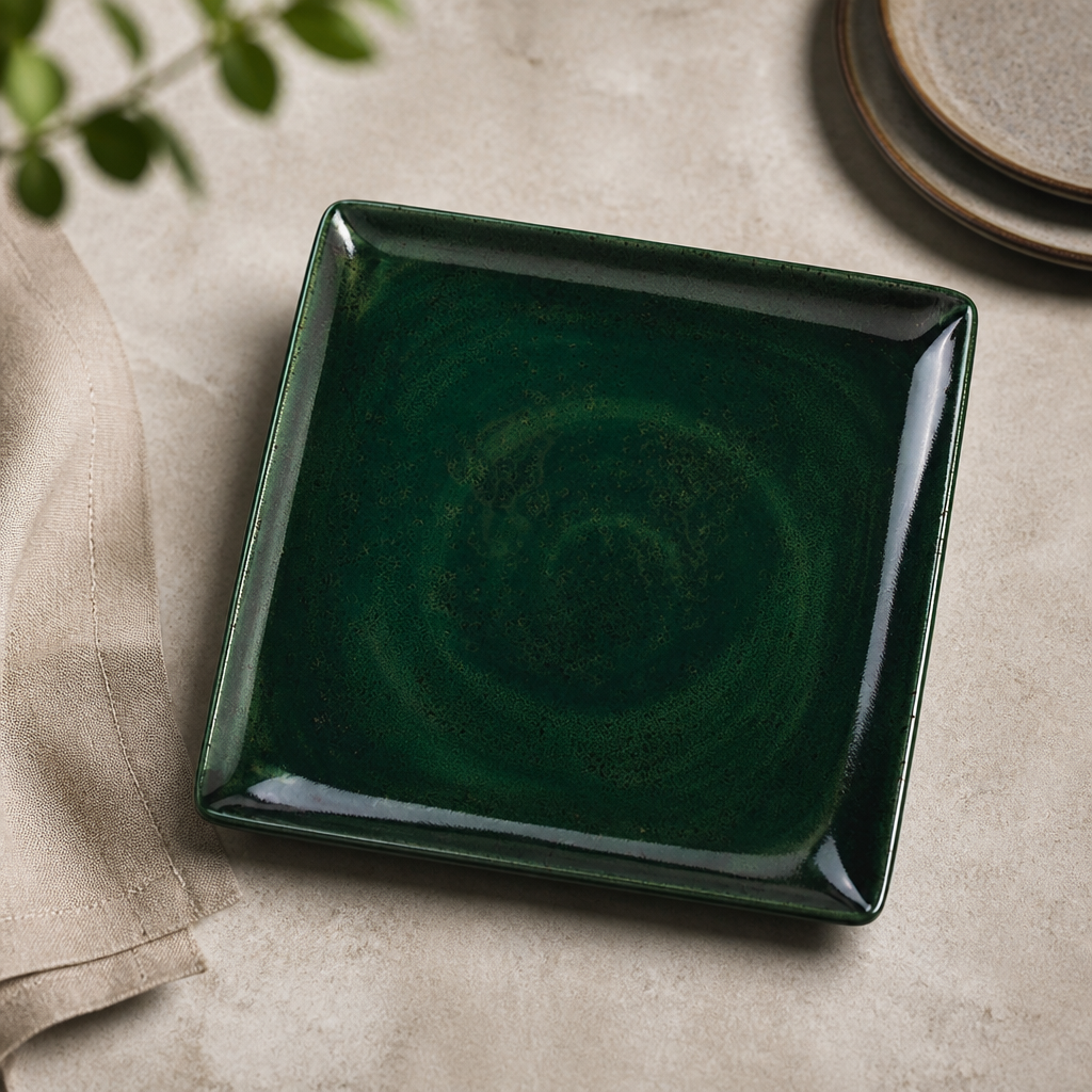 Commercial Porcelain Square Plate 270mm Burnt Emerald 12 Pack