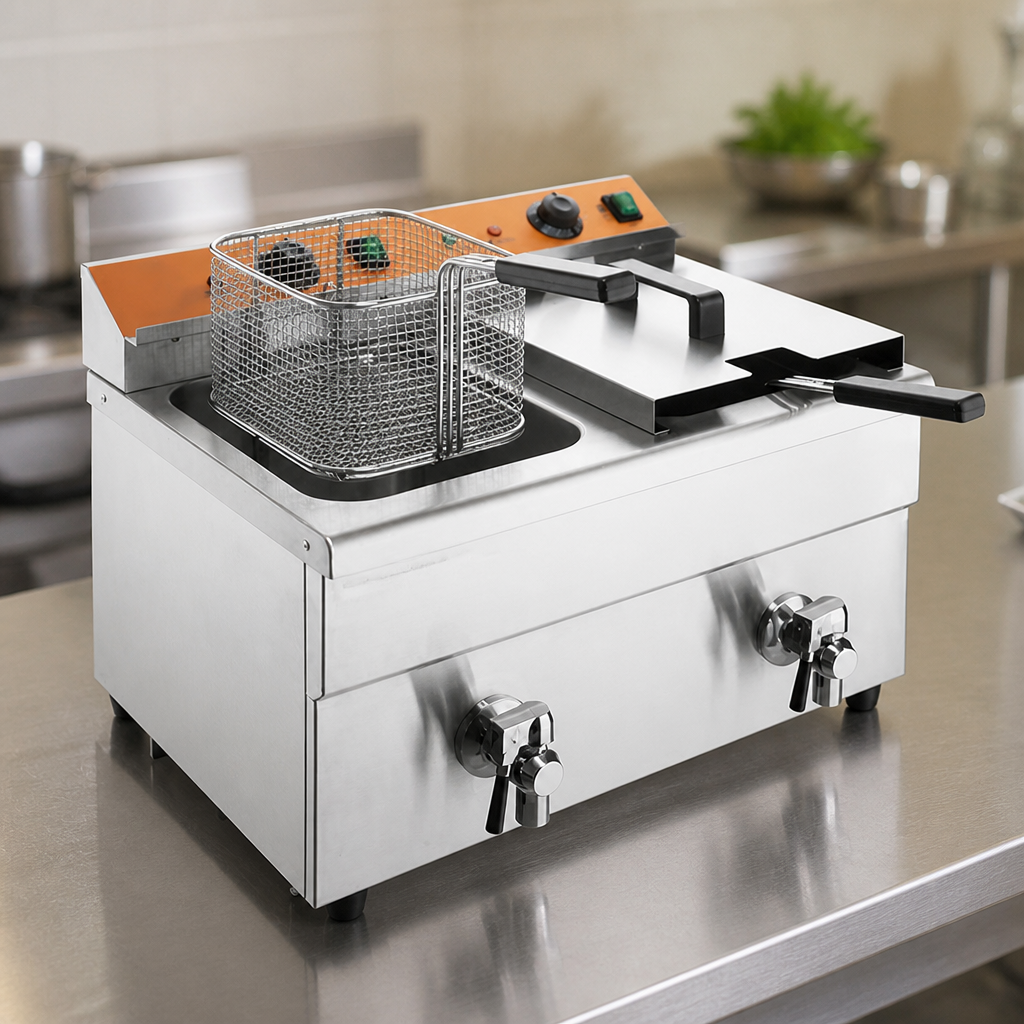 Commercial Countertop Induction Fryer 2x 7.5Ltr Twin Tank