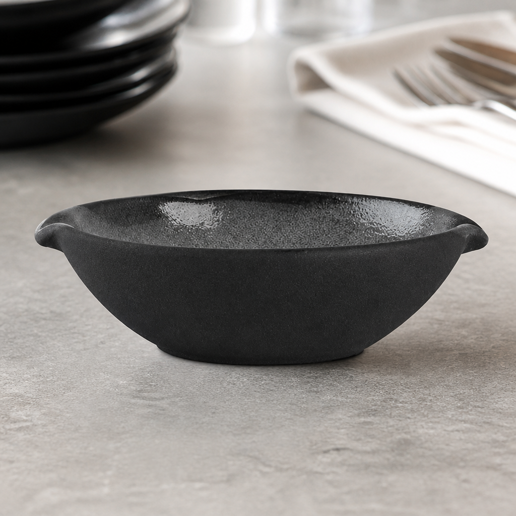 Commercial Condiment Dishes 110mm Double Spout Grey 36 Pack