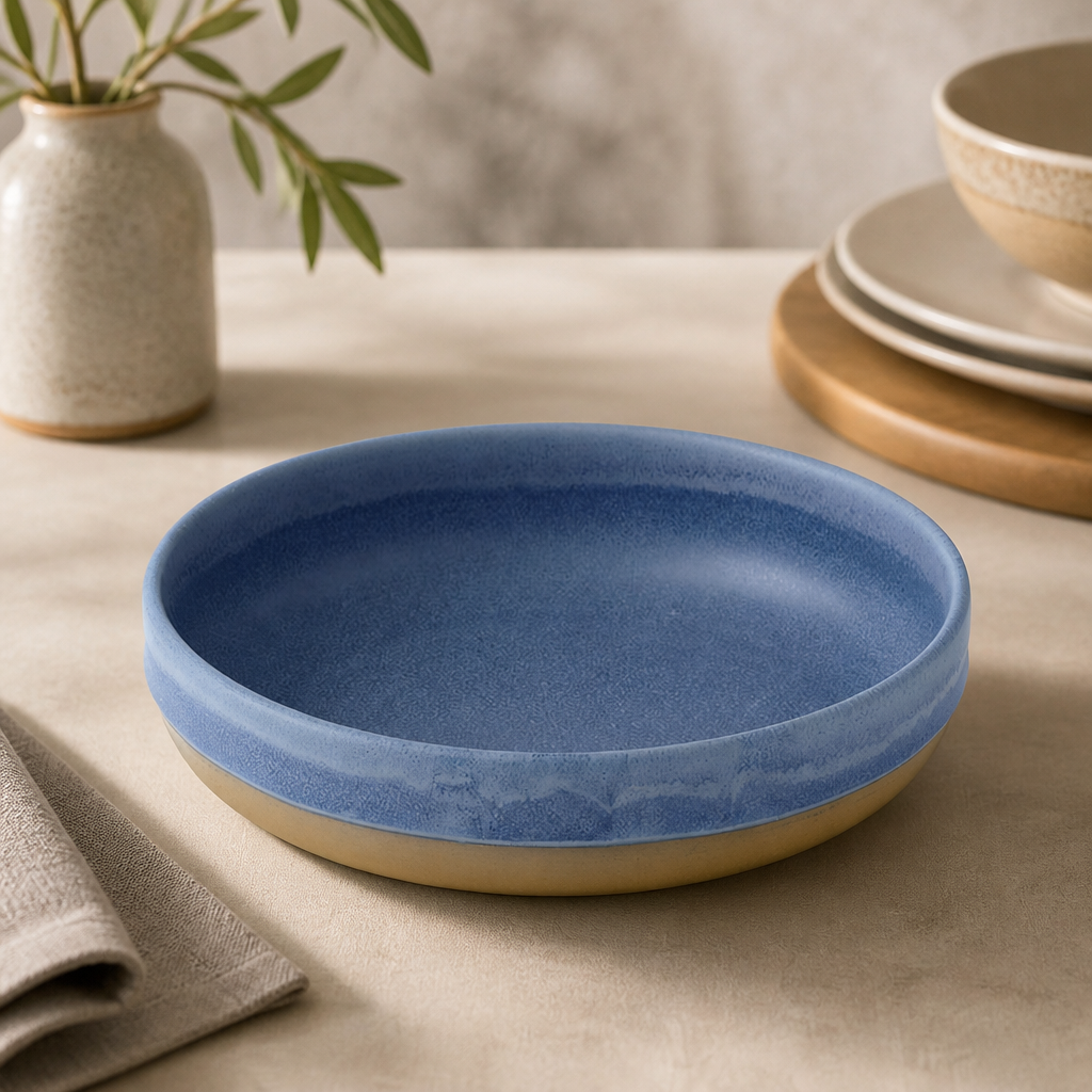 600ml Commercial Walled Bowls - 6 Pack Oslo Blue Ceramic