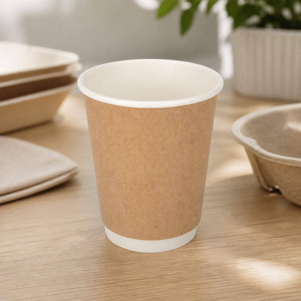 Commercial Double Wall Recyclable Coffee Cups 225ml 500 Pack