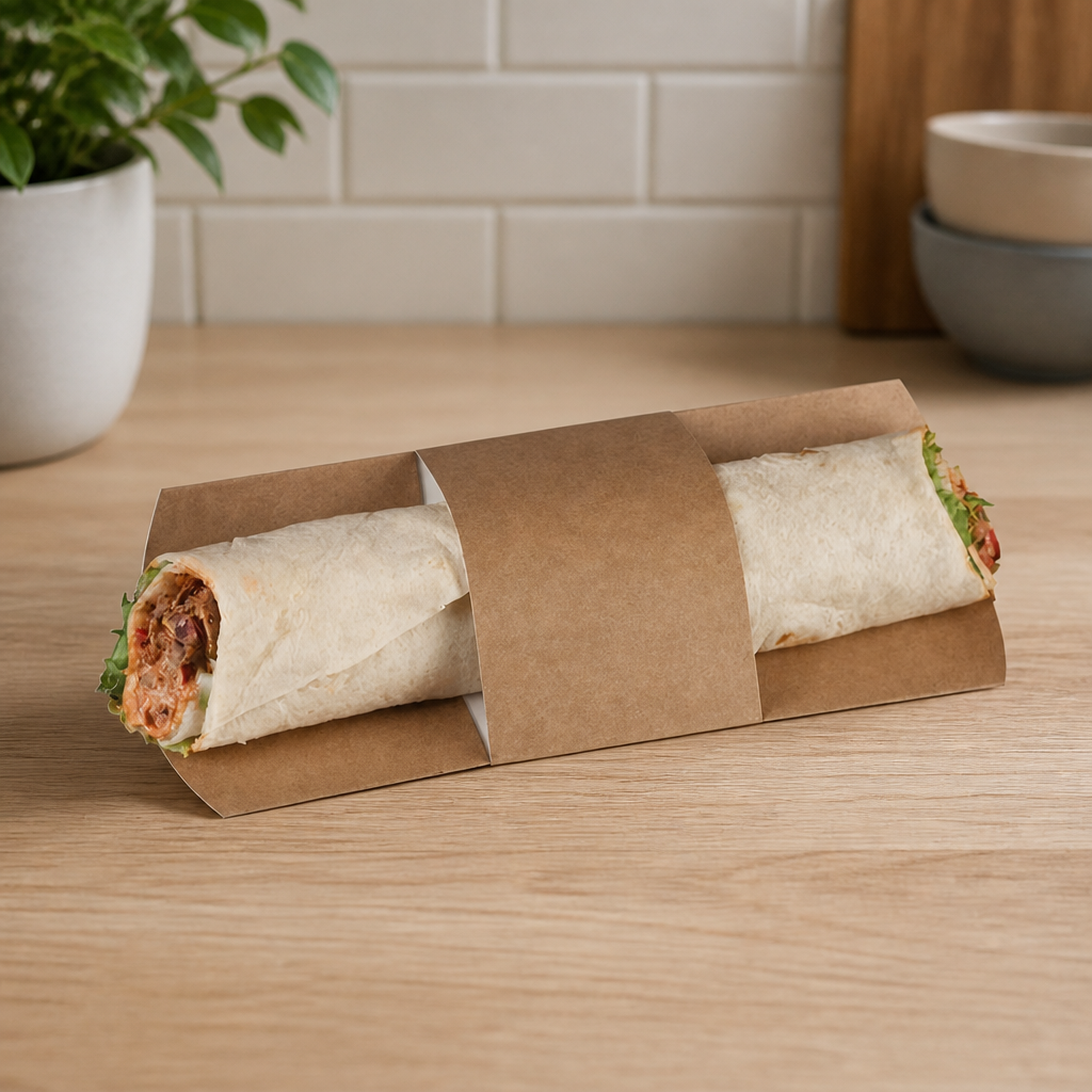 Compostable Kraft Tortilla Sleeves 225x103mm 1000 Pack