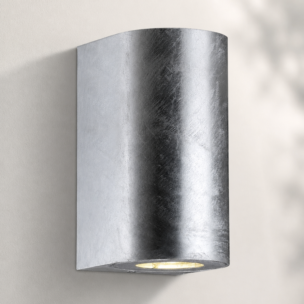 Commercial Outdoor Wall Light 160mm Dual Light Silver Finish