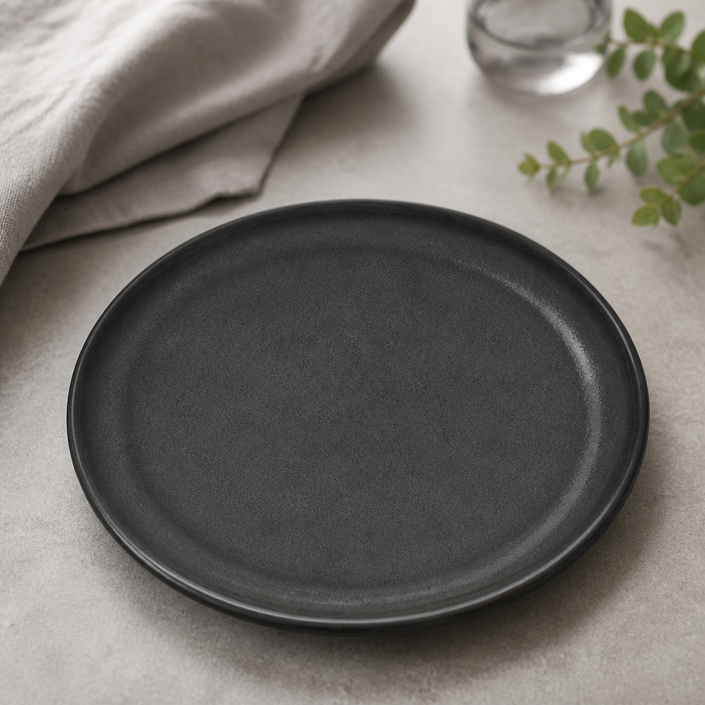 200mm Grey Commercial Plates - 24 Pack Vitrified Stoneware