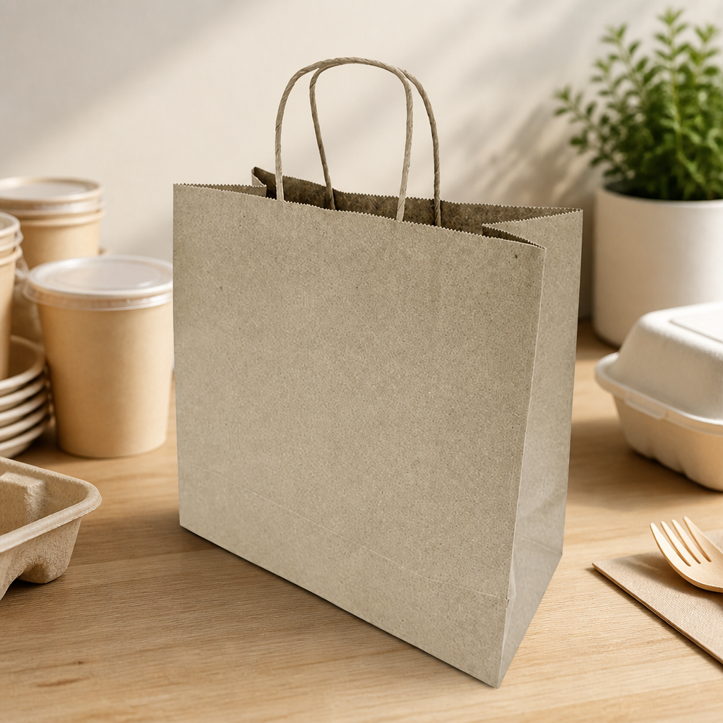 Medium Recyclable Brown Paper Bags 250 Pack Commercial Use