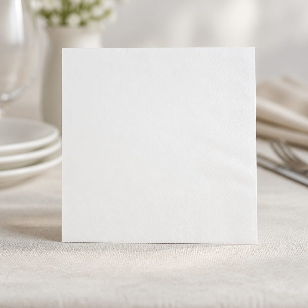 White recyclable lunch napkins 33x33cm 2-ply 1/4 fold 2000 pack