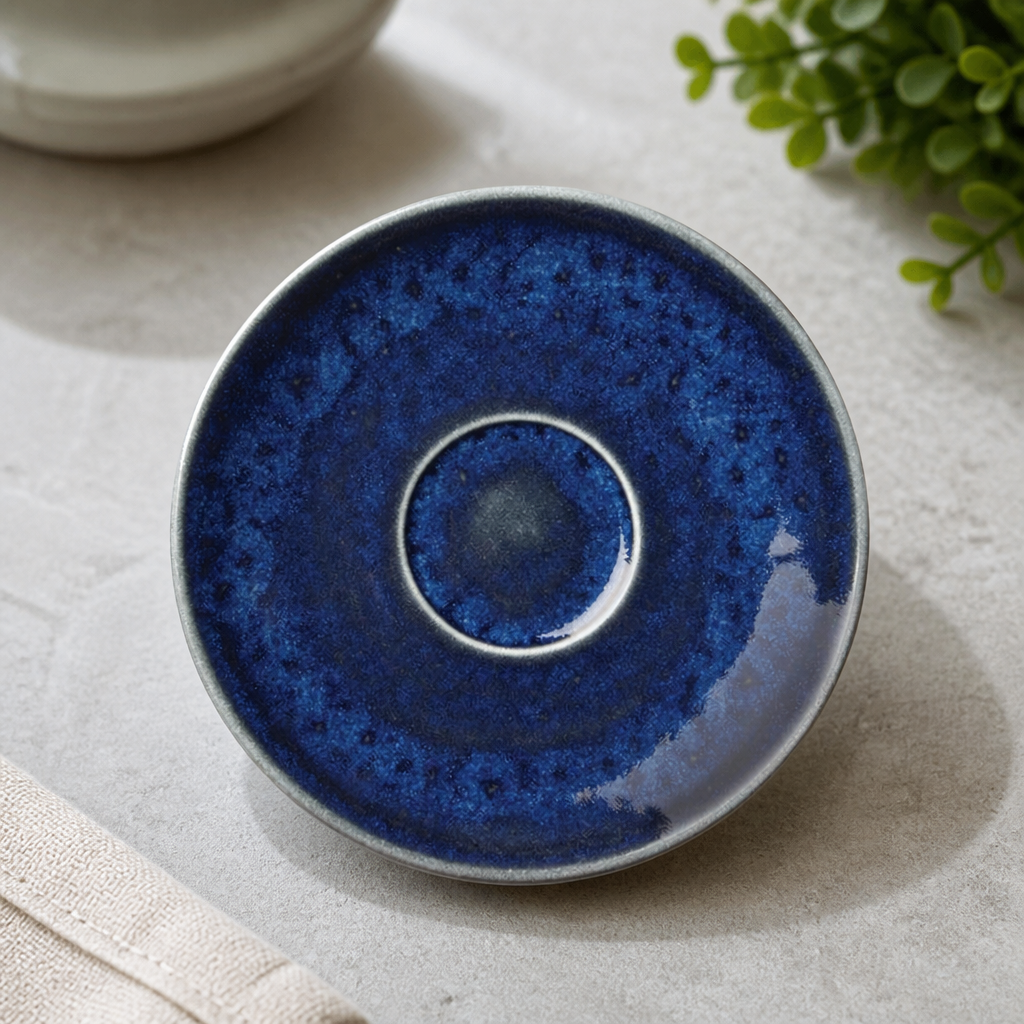 Commercial 152mm Blue Alumina Vitrified Ceramic Saucers 12 Pack