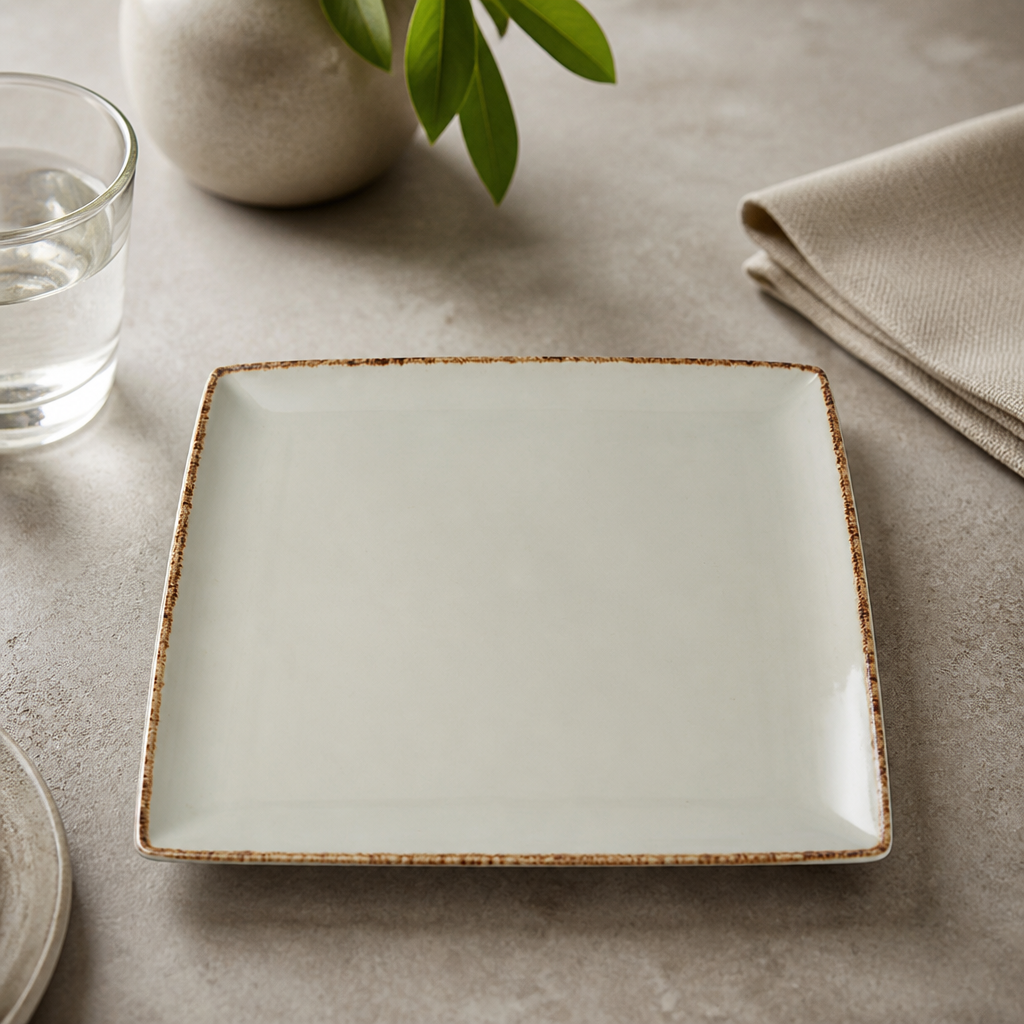 Brown Dapple Square Plates 270mm for Commercial Dining 6 Pack