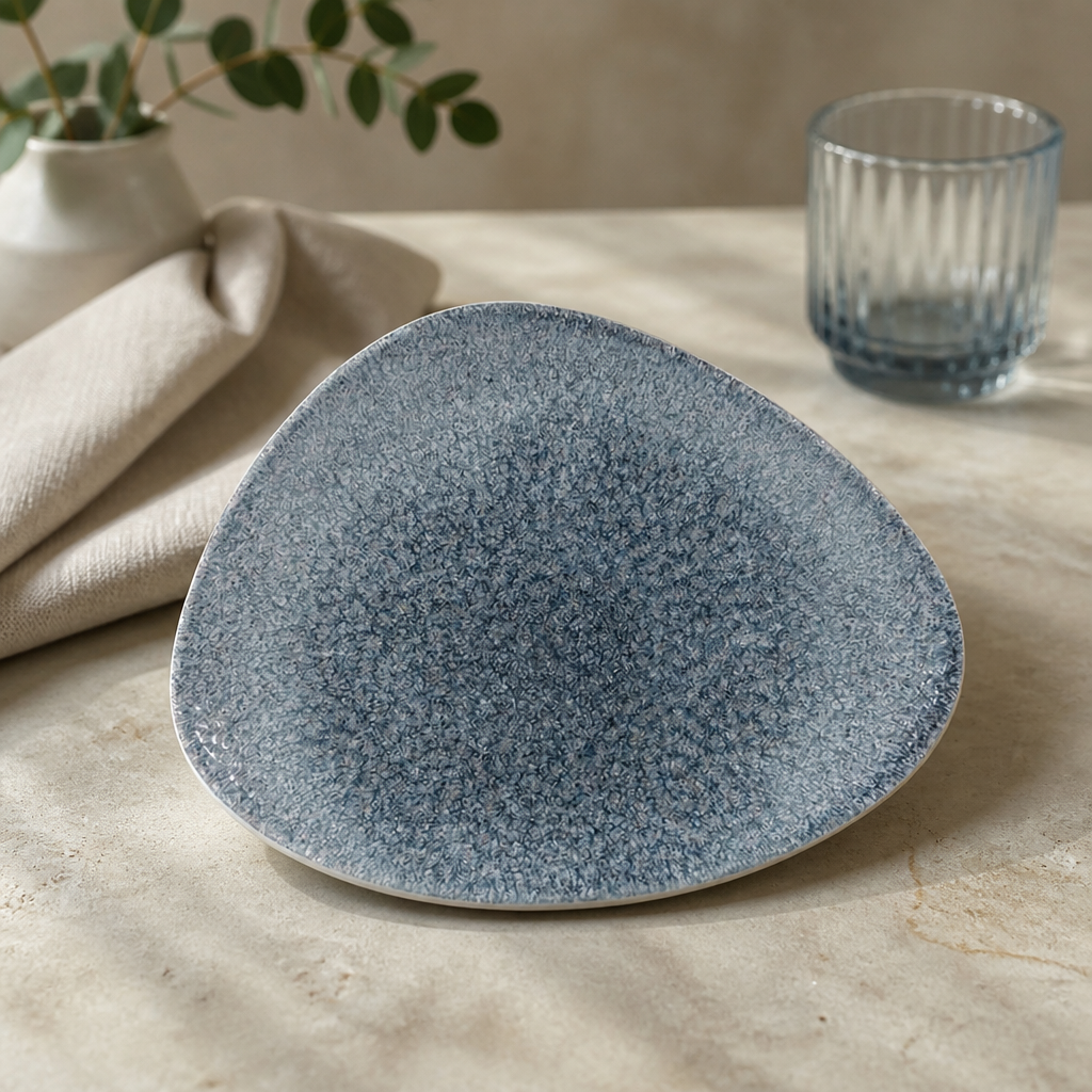Triangular Plates Topaz Blue 260mm - 12 Pack Commercial Crockery