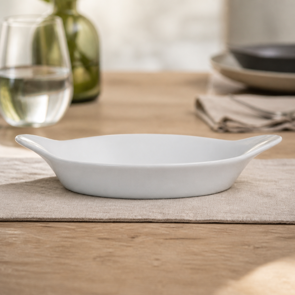 Commercial Round Eared Porcelain Dish 192x151mm - 6 Pack