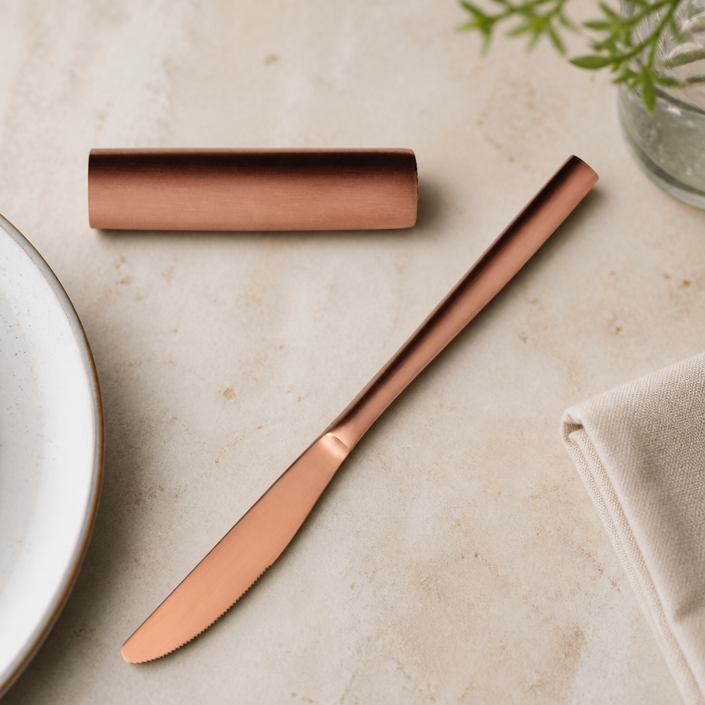 Copper Table Knives Set of 12 - Commercial Cutlery Dining Tools