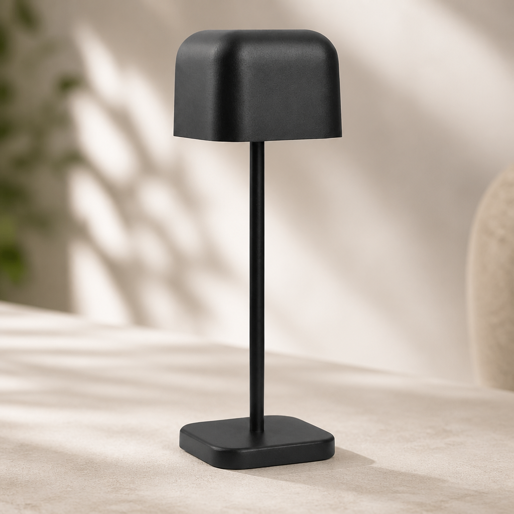 Table Lamp Squared Dome Black 200mm