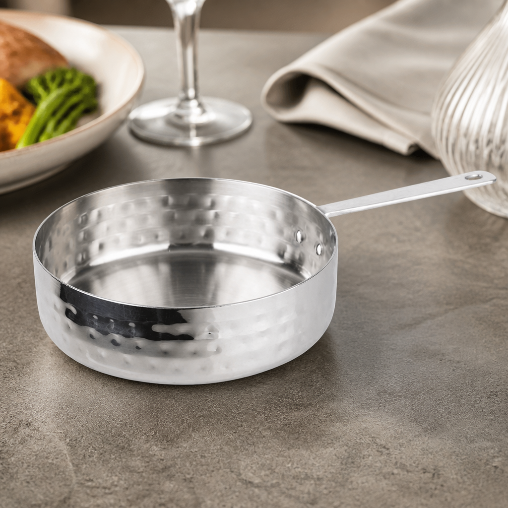 Commercial Mini Saucepan Hammered 125mm Stainless Steel Dish