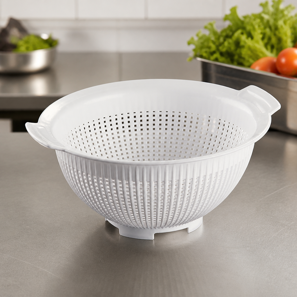 9" Commercial Polypropylene Colander with Handles for Catering