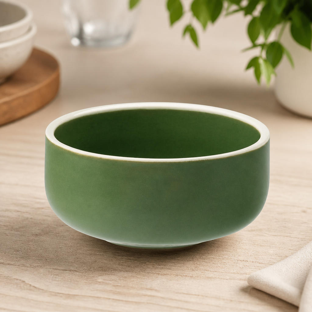 Commercial Vitrified Porcelain Bowls 120mm Forest Green 6 Pack
