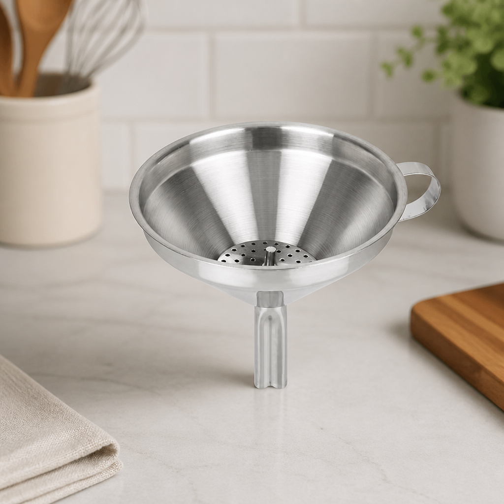 120mm Stainless Steel Piston Funnel for Commercial Kitchens