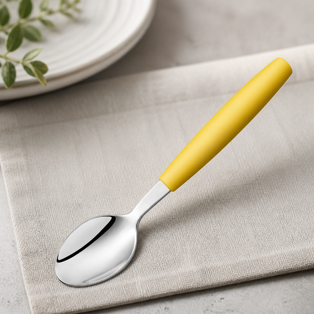 Commercial Dessert Spoons Yellow Handles 12 Pack 170mm