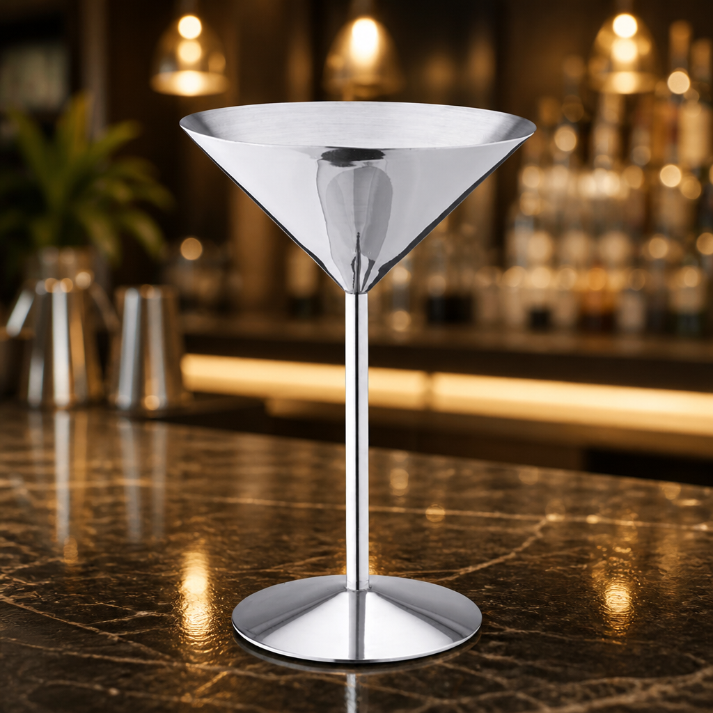 Commercial Stainless Steel Martini Glasses 240ml 6 Pack