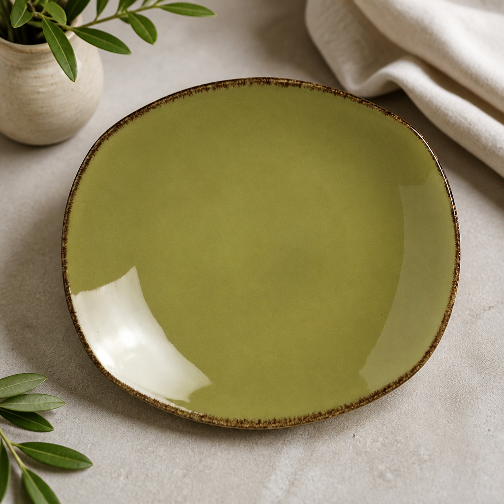 Commercial Olive Spice Plates 202mm - 24 Pack Porcelain