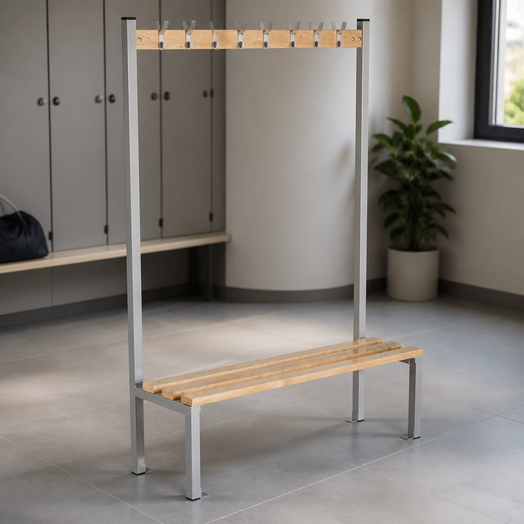 Commercial Changing Room Bench with 9 Hooks 1200mm