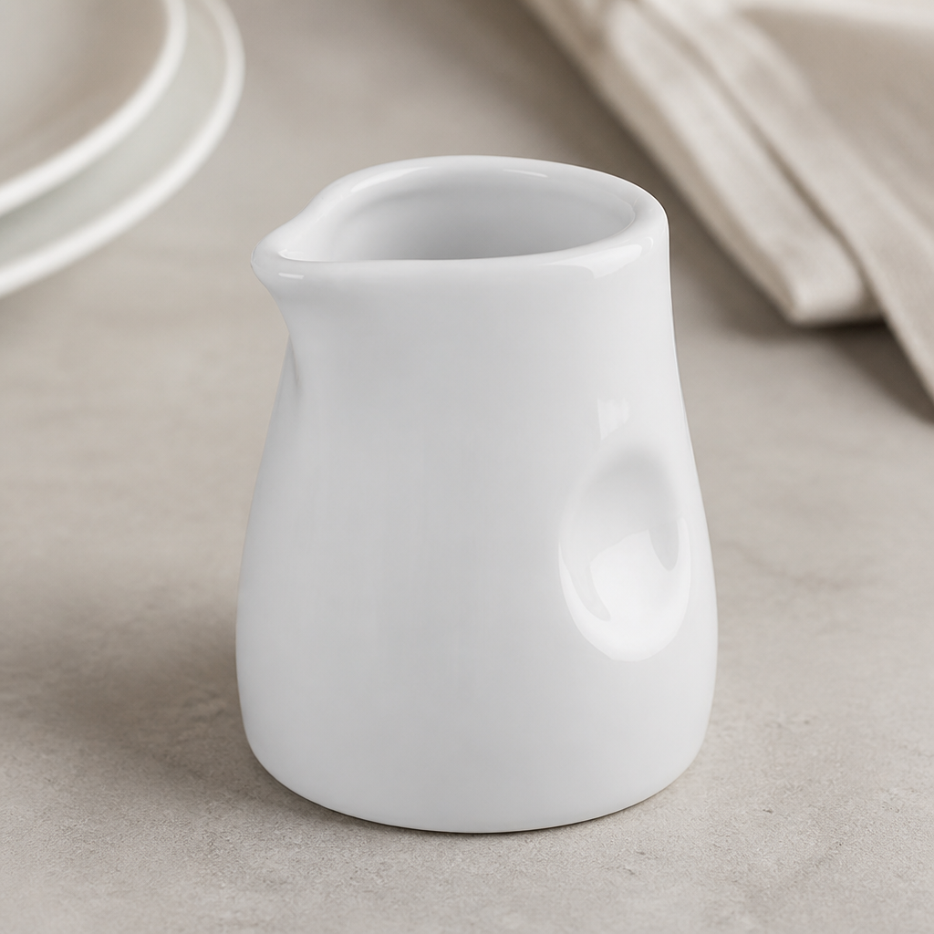 Commercial Dimpled Milk Jugs 70ml Whiteware 6 Pack