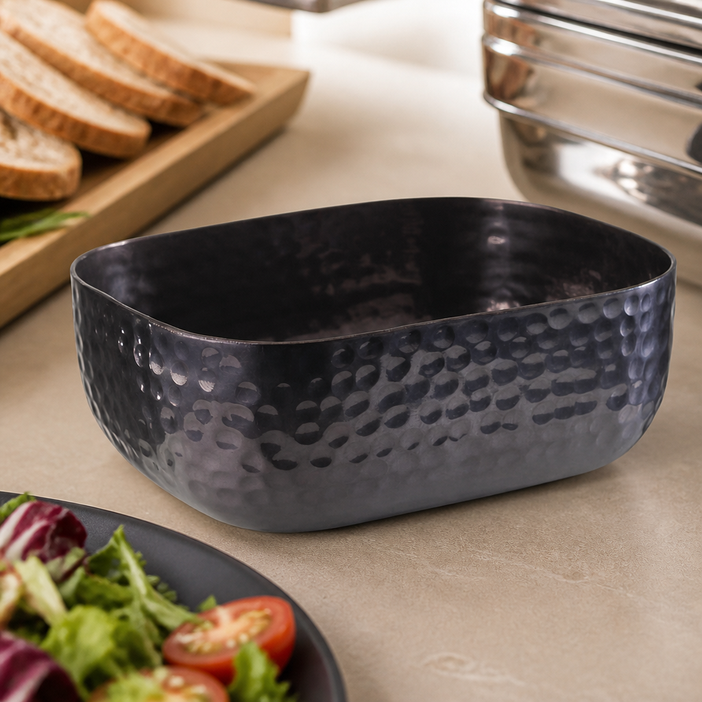 Commercial Hammered Serving Bowl 700ml Metal Dish