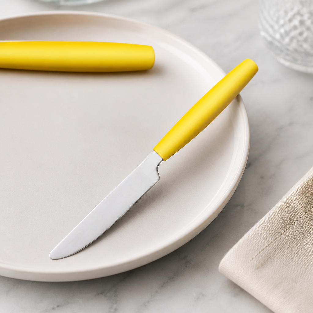 Commercial Dessert Knives Yellow Handles 12 Pack 195mm