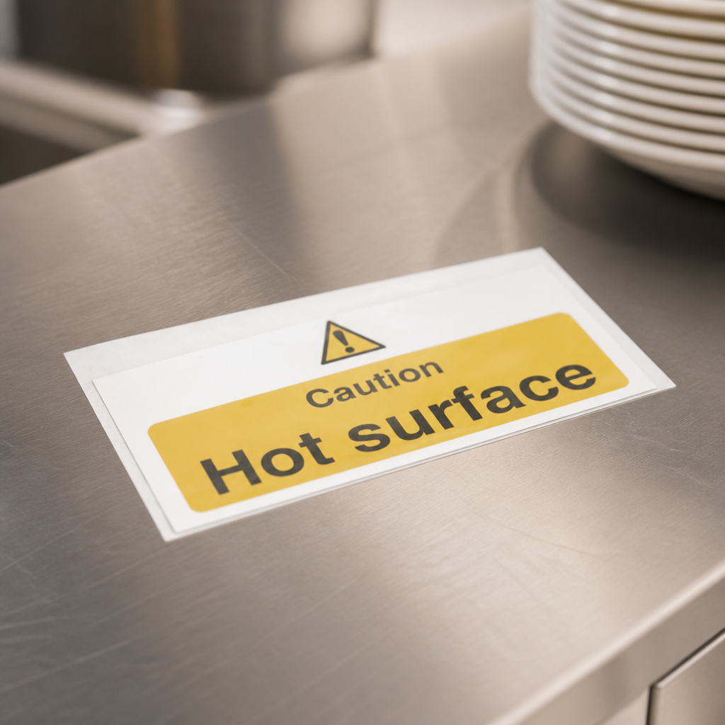 Commercial Hot Surface Warning Sign 100x200mm Vinyl