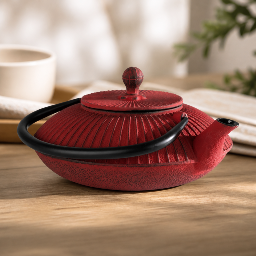 Commercial Stainless Steel Teapot 195mm Red Hot Drinks Server