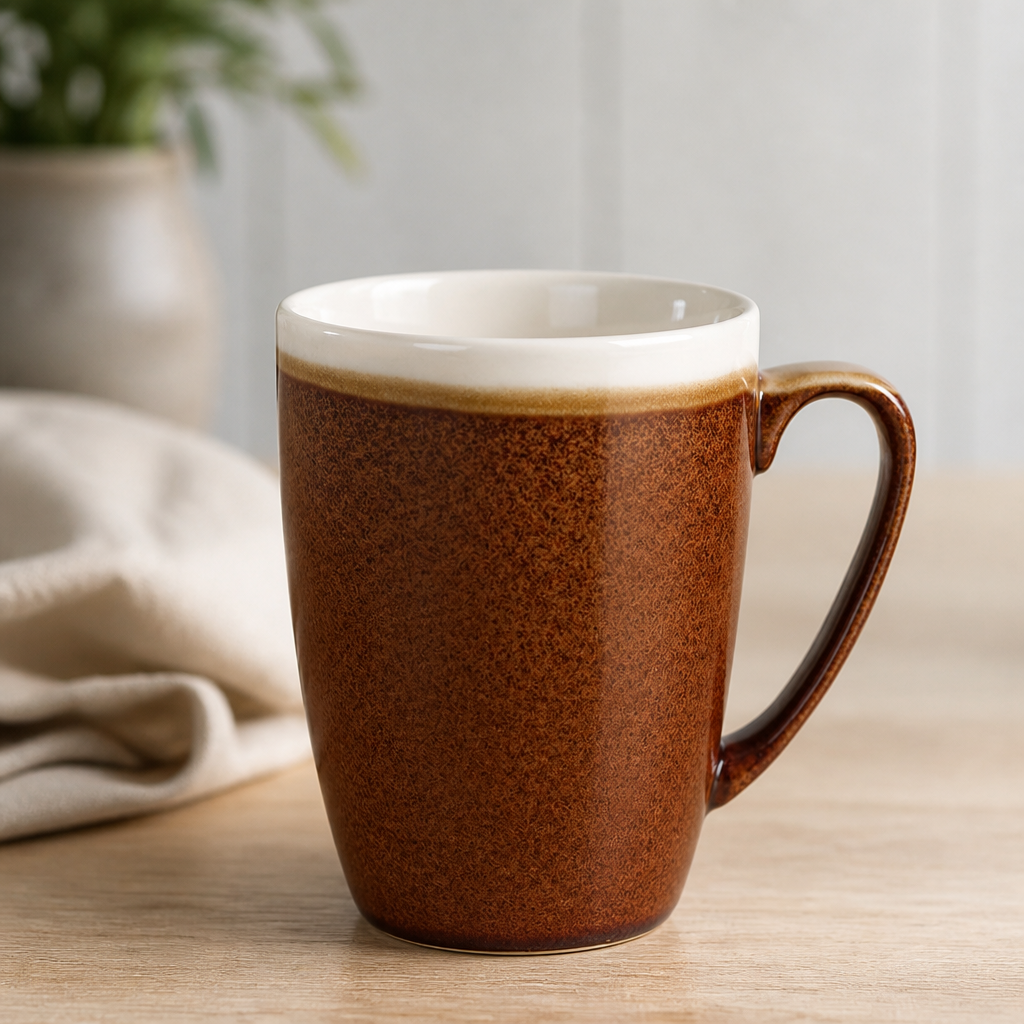Commercial Monochrome Profile Mugs 340ml Cinnamon Brown 12 Pack