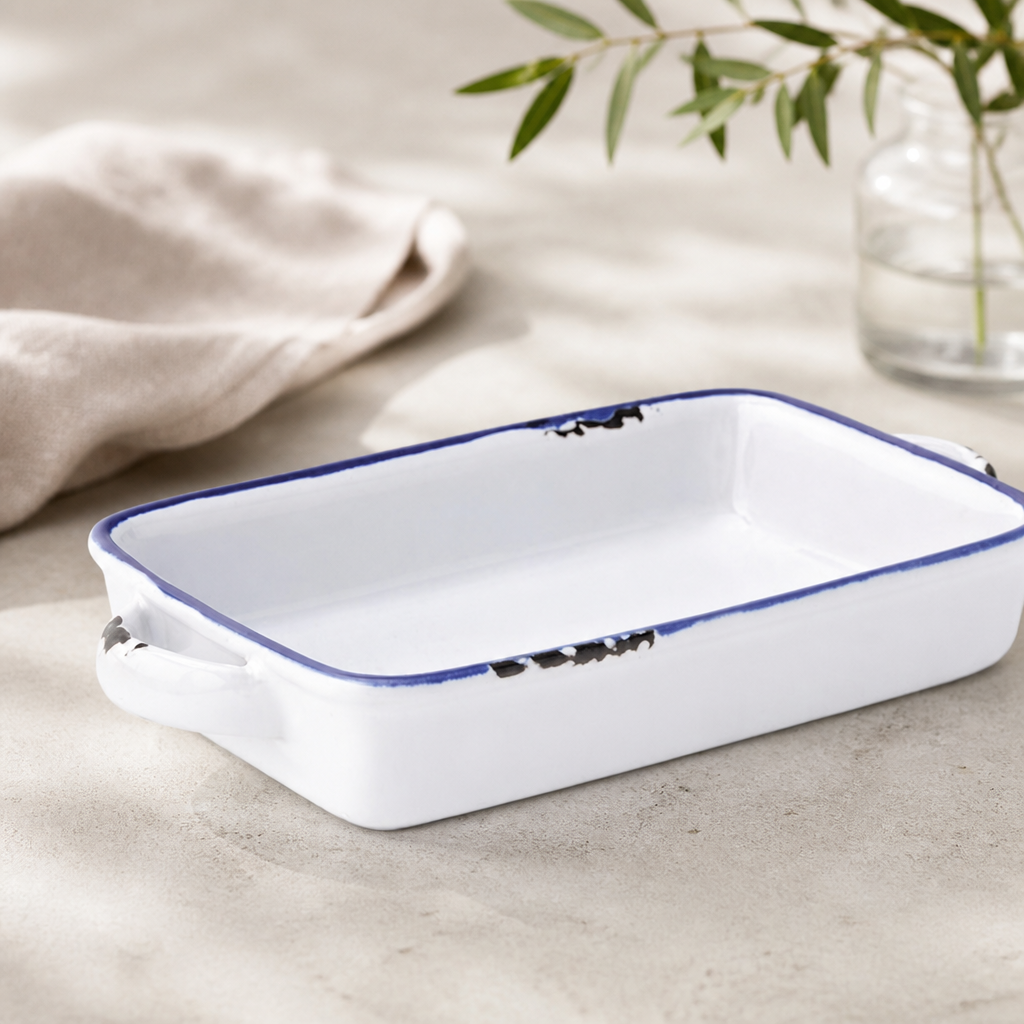 Commercial Roasting And Gratin Dishes 175mm Blue Stripe